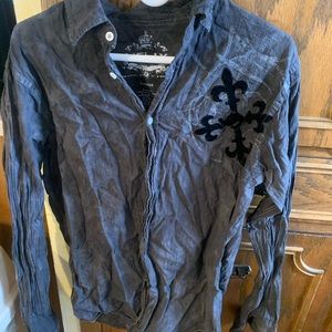 Men’s button up long sleeve shirt. Black.